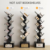 Tajsoon 9-Tier Black Tree Bookshelf with Drawer – Modern Home Storage Solution Tajsoon