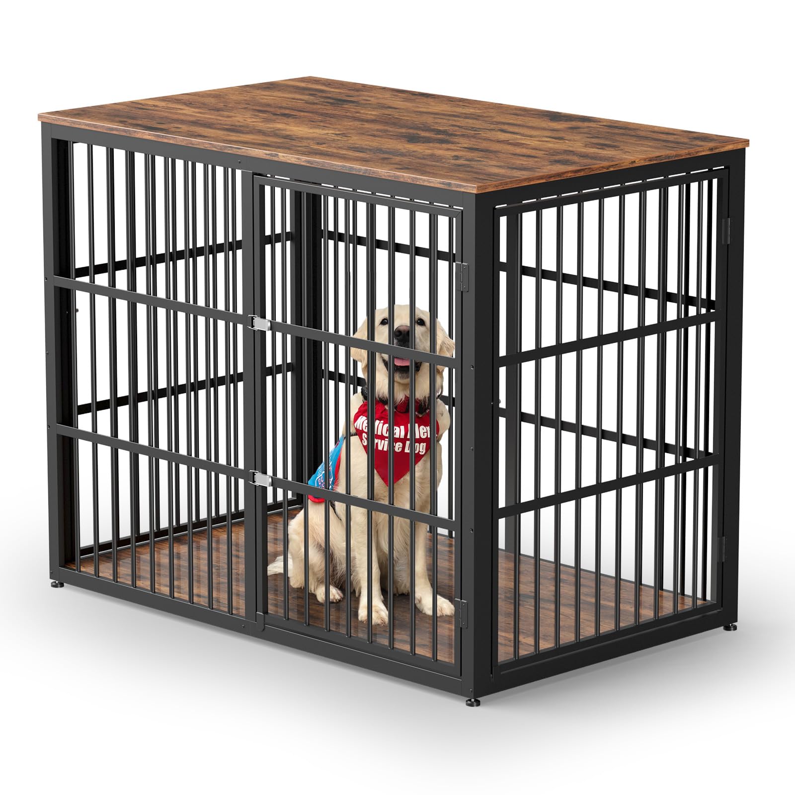 Lyromix 48'' Dog Crate Furniture with 3 Doors,Wooden Dog Crate End Table Heavy Duty Indoor Combination Dog Cage for Medium to Large Dogs, Multiple Units Can be Combined - WoodArtSupply