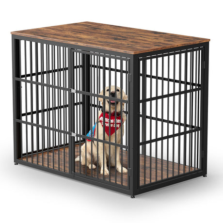 Lyromix 48'' Dog Crate Furniture with 3 Doors,Wooden Dog Crate End Table Heavy Duty Indoor Combination Dog Cage for Medium to Large Dogs, Multiple Units Can be Combined Lyromix