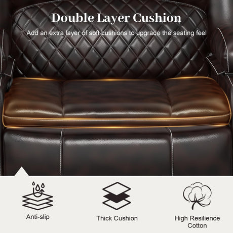 Yolsali Recliner Chairs for Adults, Oversize Manual Reclining Chair with 2-Tier Cushions, Faux Leather Recliner Chair with Hidden Storage Space, Living Room Recliner Chairs with Cup Holders - Brown Yolsali