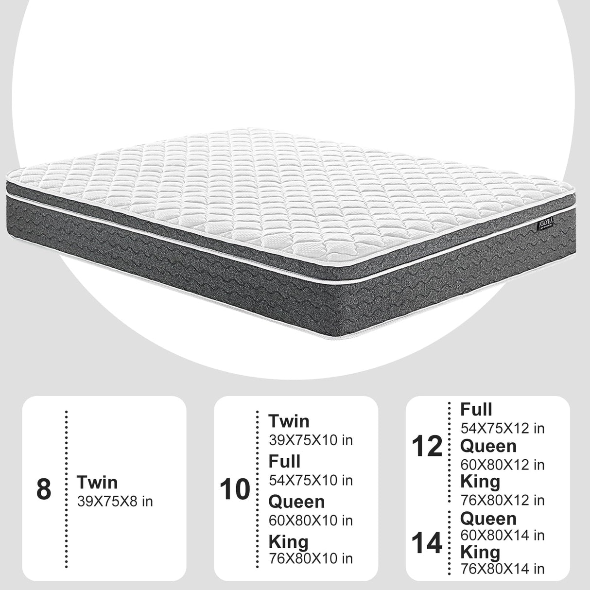 Ablyea Full Mattress 10 Inch Mattress Full Size - Memory Foam & Individually Pocket Coils Springs | Pressure Relief | Motion Isolation, Edge Support | CertiPUR-US Certified | Medium Firm Ablyea