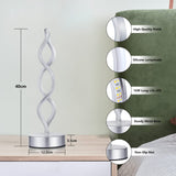 NUÜR Infinity Spiral LED Table Lamp Silver, Dimmable Metallic Bedside Lamp with Touch Controller, 3 Colour Temperature, 15.8 Inch Height, Decorative Lamp for Home, Living Room NUÜR