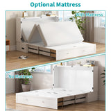 BALUS Murphy Cabinet Bed, Queen Murphy Bed with Tri-fold Mattress, Charging Stations, Wooden Cabinet Chest Beds with 2 Storage Drawers for Bedroom Guest Room - White BALUS
