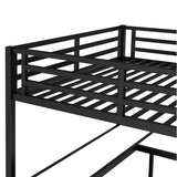 SOFTSEA Queen Size Loft Bed with Desk & Wardrobe, Heavy Duty Metal Loft Bed with Storage Shelves, Gaming Bed with L-Shaped Desk Underneath for Adults Teens Kids, Black SOFTSEA