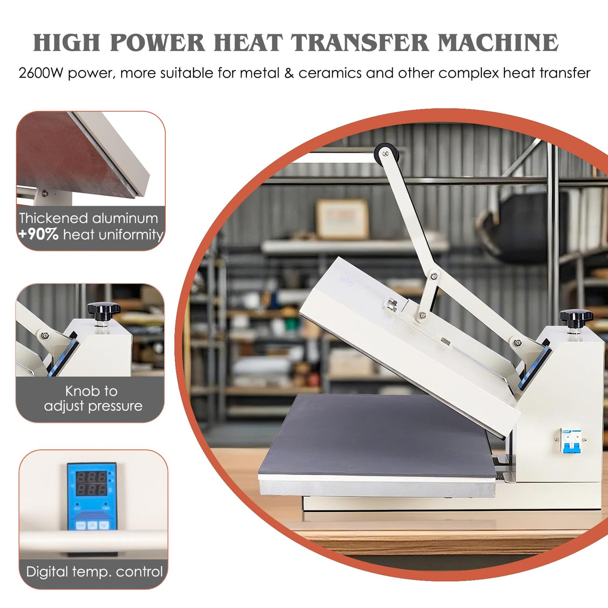 16x32 Inch Heat Press, 110V 2600W High Pressure Clamshell Heat Press Machine for Business, Large Professional Digital Control Heat Transfer Machine for Sublimation Anranni