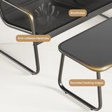 Gizoon 4 Piece Patio Furniture Set, Outdoor Patio Furniture with Loveseat and 2 Single Chairs, Bistro Table and Chairs Set for Backyard, Balcony, Lawn,Black Gizoon