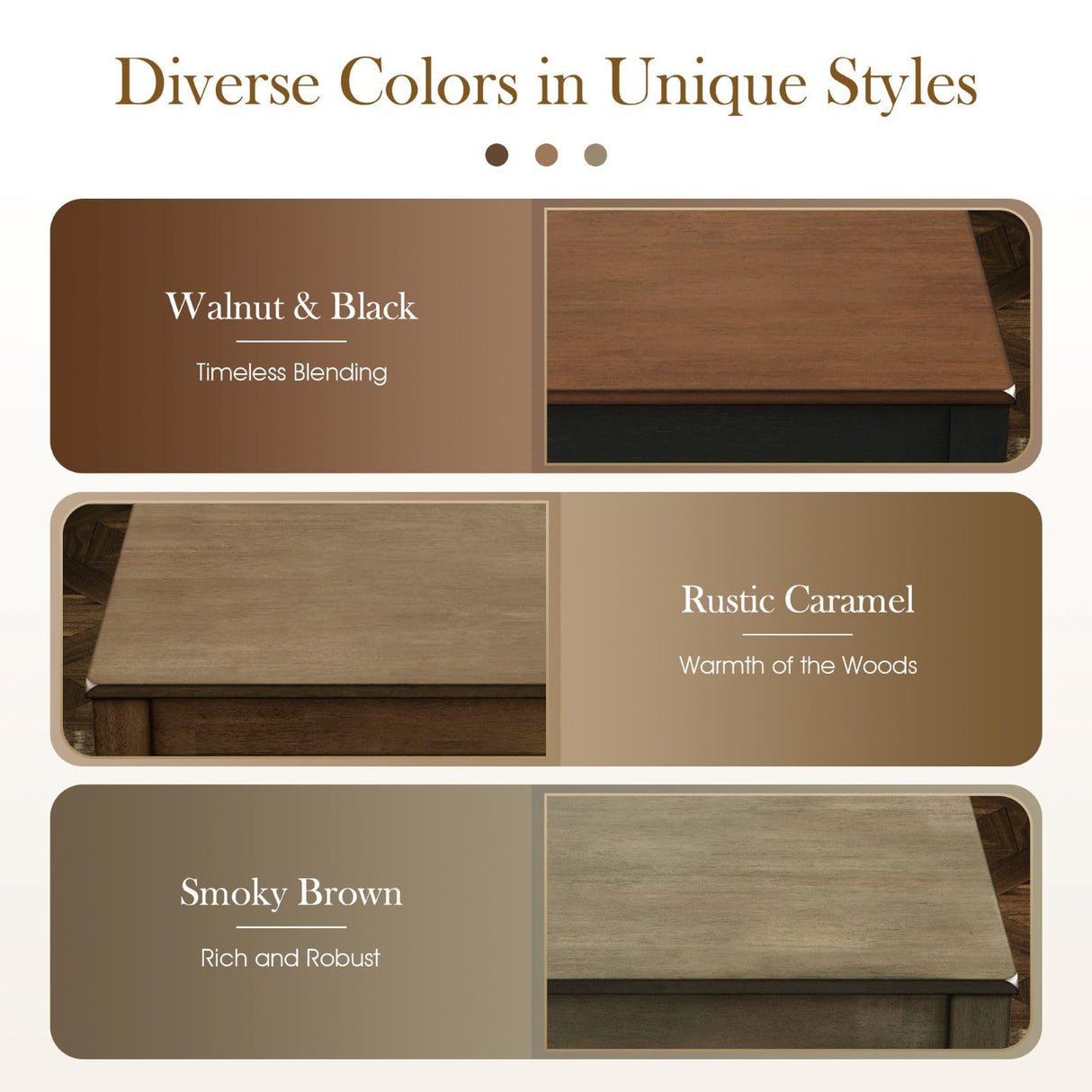 Sophia & William Dining Table Set for 4, Wooden Kitchen Table Set with Bench and 2 Chairs, Space-Saving Farmhouse Dining Sets, Walnut & Black Sophia & William