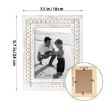 UPPER DECOR Whitewashed Wooden 5x7 Picture Frame with Beaded Design – Rustic and Boho Style, Decorative 5x7 Photo Frame for Home Decor, Farmhouse Rustic Picture Frame for Photos UPPER DECOR