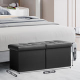 AmasSmile Footrest Ottoman Bench with Storage,34Inch Black Leather Footstool, Coffee Table, Padded Seat, Storage Chest,Blanket Store with Flipping Lid for Livingroom and Bedroom AmasSmile