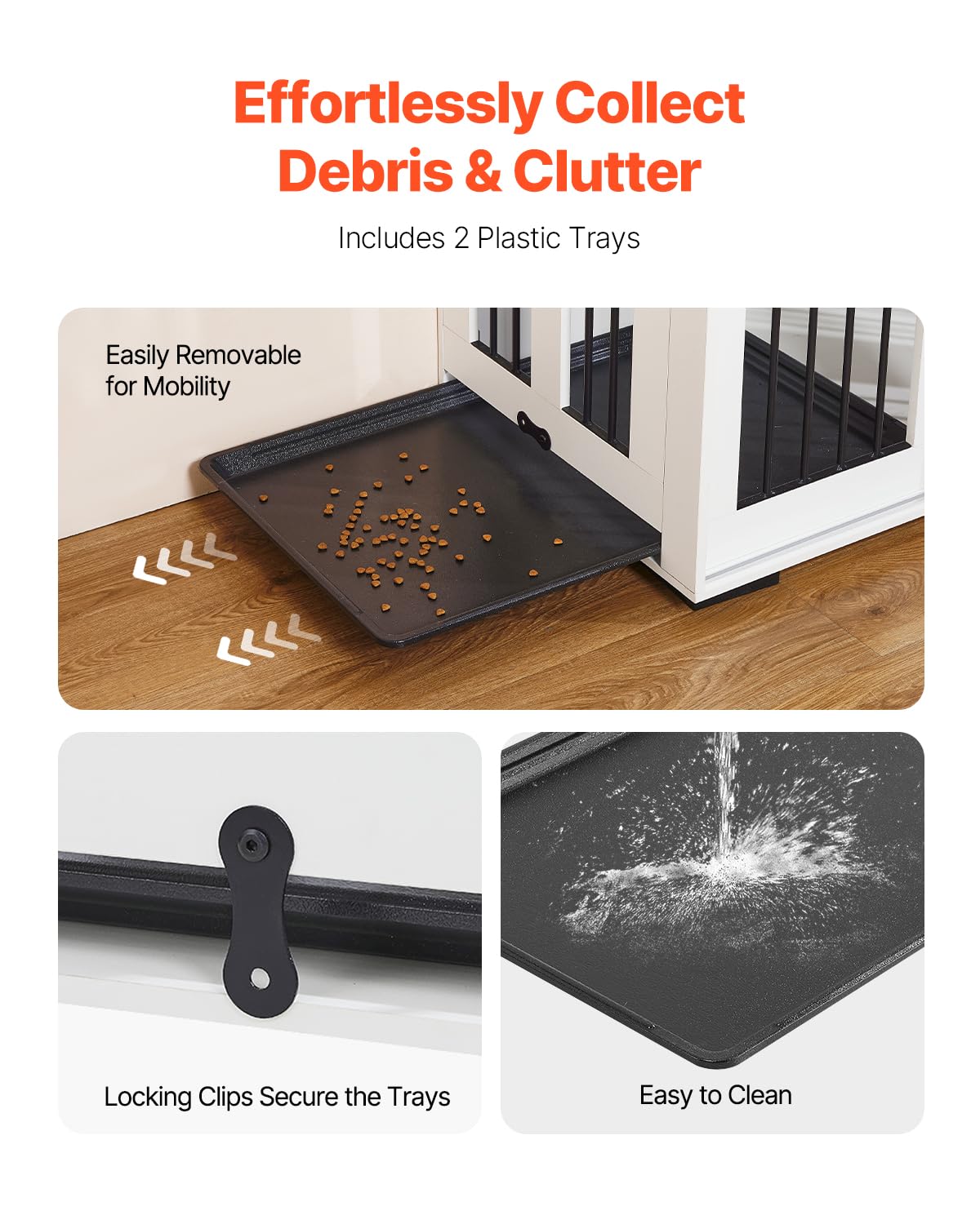 VEVOR 72"Dog Crate Furniture for 2 Dogs,Double Dog Crate Furniture with Double Sliding Doors,Large Dog Crate TV Stand with Removable Tray,Steel Frame Double Dog Crate for Small,Medium,Large Dogs White VEVOR