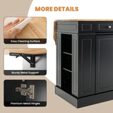 LOKO Black Kitchen Island with Drop Leaf, Storage Cabinet, Adjustable Shelves & Drawers LOKO