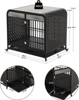 Snimoy Heavy Duty Dog Crate 42'', Furniture Style Large Dog Kennel, Wooden Dog Crate Table, Indoor Dog House Rustic Brown Snimoy