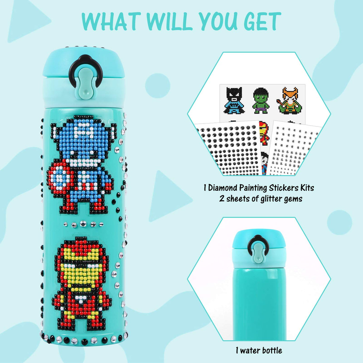 MEIEST Decorate Your Own Water Bottle with Hero 5D Diamond Art Painting Stickers Kits & Glitter Gems MEIEST