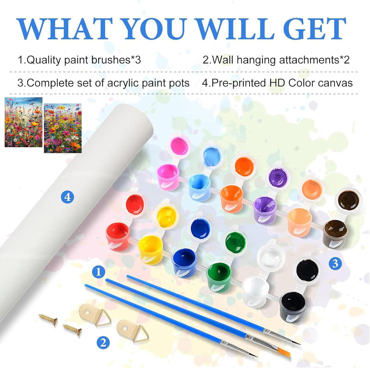 2 Pack Wild Flowers Paint by Numbers for Adults,Bohemian Style DIY Paint by Diamonds Dot,Adult Paint by Number Kits on Canvas Flowers,Home Wall Decor 12x16 inch Kaixine