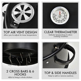 Giantex 3-in-1 Outdoor Smoker Grill, Portable Charcoal BBQ Grill with Smoker Combo, Built-in Thermometer and Air Vent, 6 Hooks, 2 Layers Vertical Steel Charcoal Smoker for Outdoor Cooking Camping Giantex