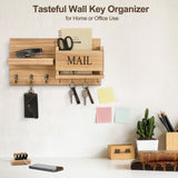 Lwenki Mail Organizer for Wall Mount – Key Holder with Shelf Includes Letter Holder and Hooks for Hallway Farmhouse Decor – Rustic Wood with Flush Mounting Hardware (16.5” x 9.1” x 3.4”) (Wood) Lwenki