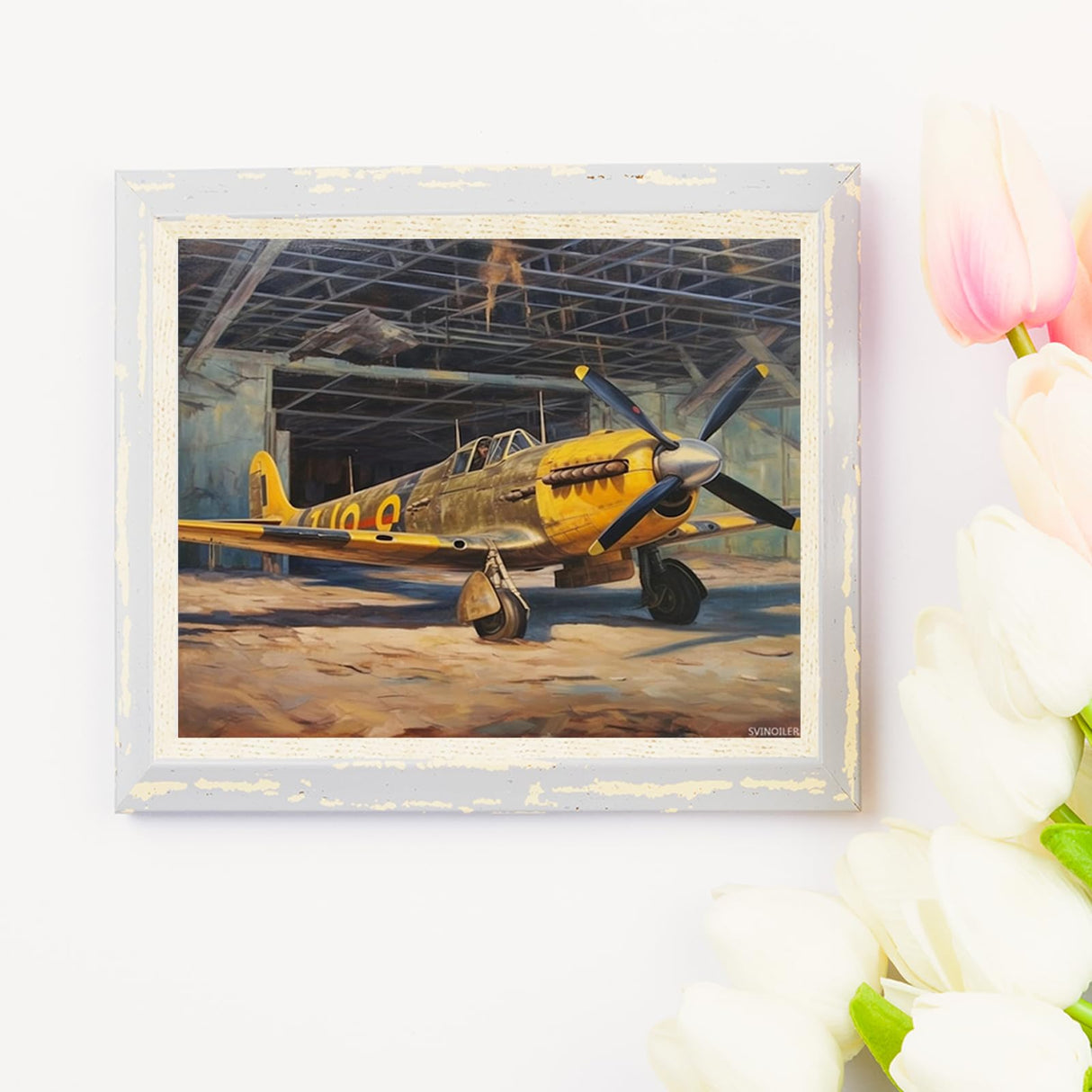 SVINOILER Paint by Number Kit Airplane, Fighter Painting by Numbers Set Canvas for Adults, Old Fighter Plane DIY Coloring Set, 40x50cm No Frame SVINOILER
