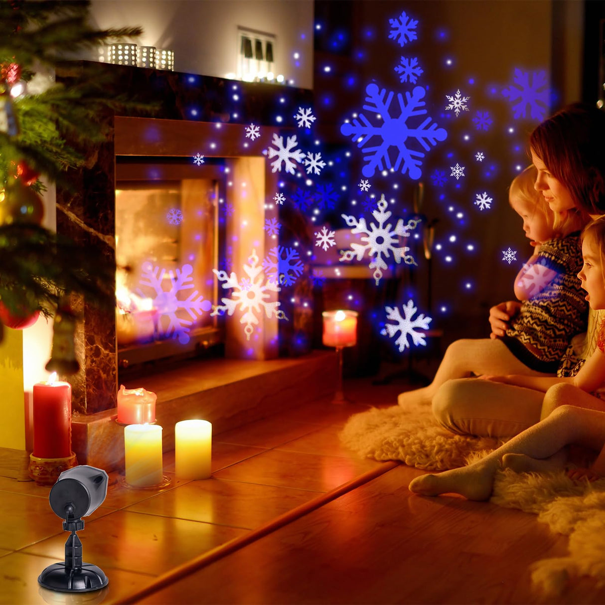 Vanthylit Christmas Projector Lights Outdoor, White Blue Snowflakes Projection Outside, Waterproof LED Landscape Christmas Light for Window Yard House Party Xmas Indoor Decor Vanthylit