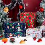 Linnoptimix Christmas Wrapping Paper Rolls -3 LARGE ROLL-27inch*78 inch per roll Colorful Foil Red White Blue wrapping paper(Christmas White/Red/Blue（005）) Linnoptimix