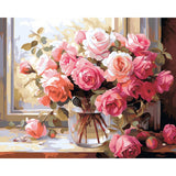 Craftoria Paint by Numbers for Adults 40"x50"cm Framed Floral Numbered Roses Love 24 Colors Craftoria