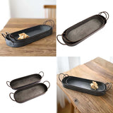 2 Pcs Metal Galvanized Tray Rustic Metal Decor Shabby Chic Farmhouse Tray Galvanized Centerpiece Oval Tray Set Auto-plaza