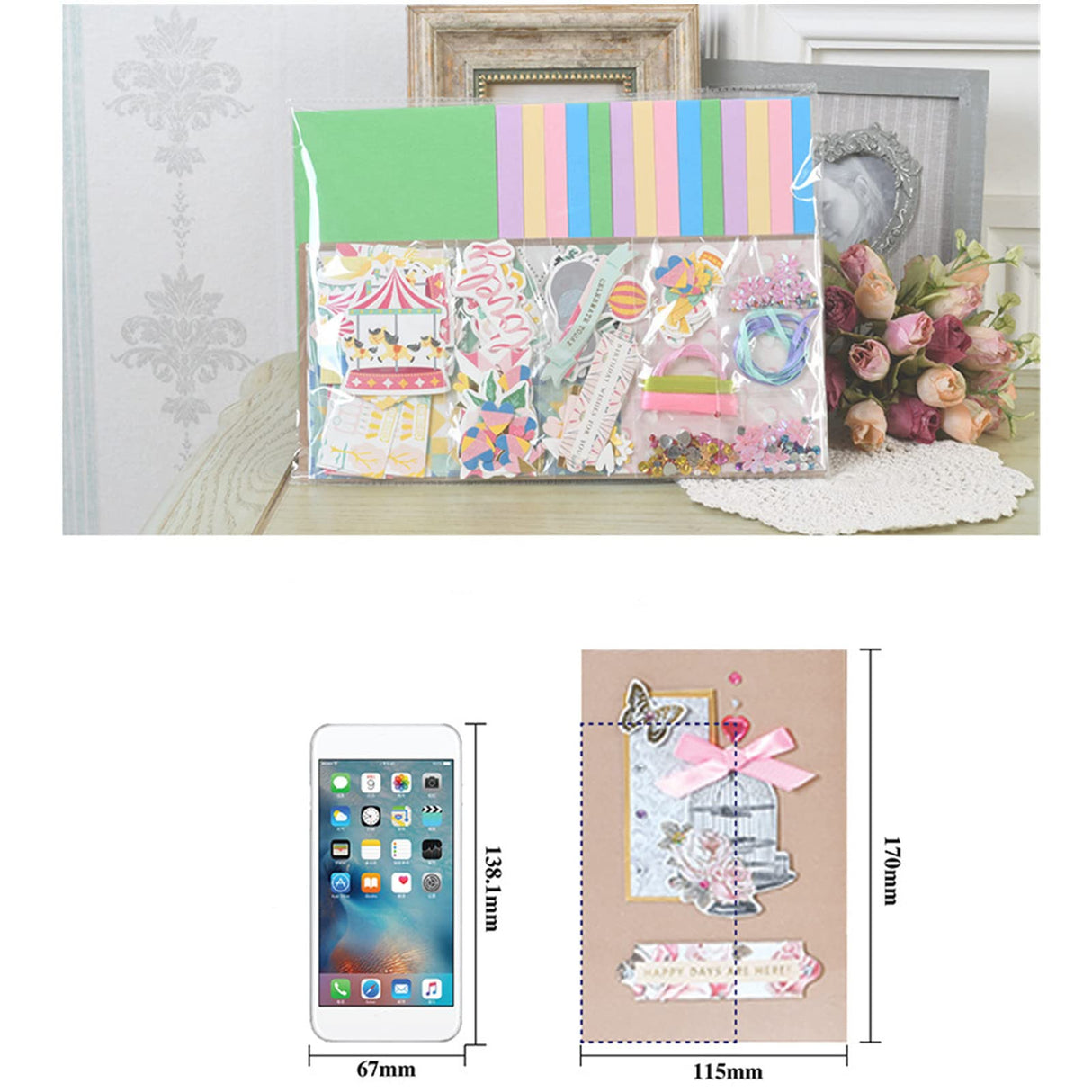 Gigicloud Paper Card Making Kits Colorful Handmade Greeting Card Kits Diy Making Material Set For Birthday Invitation, Thanksgiving, Christmas,Holiday,Baby Shower Gigicloud