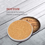 Britimes Set of 6 Coaster for Drinks Absorbent with Cork Base, Metal Holder, Round Wooden Stone Drink Mat for Coffee Wood Table, Gift for Birthday, Farmhouse Housewarming Room Bar Decor Retro 2 Britimes