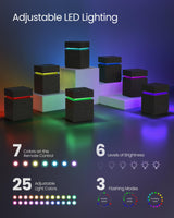 VASAGLE Nightstands with LED Lights, Set of 2, Adjustable Light Colors, Bedside Tables, Side Tables with 3 Drawers, Modern Style, 13.8 x 15.7 x 21.7 Inches, Ebony Black ULET799T58 VASAGLE