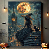 Gemozaic Halloween Paint by Numbers Kit for Adults - Witch Adult Paint by Number Kits on Canvas, Halloween Acrylic Oil Painting by Numbers Kits for Home Wall Decor 16X20 Inch Gemozaic