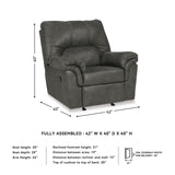 Signature Design by Ashley Bladen Faux Leather Manual Rocker Recliner, Gray Signature Design by Ashley