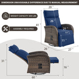 Swivel Outdoor Recliner Chair Set of 2 - Reclining Patio Chair with Adjustable Backrest and Footrest, All-Weather Wicker Chaise Lounge Chair Outdoor for Pool Deck Brown (Upgraded 2.0) Belord