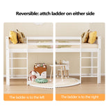 JOYMOR Twin Loft Bed Low Loft Bed Frame for Little Kids Small Room/Low Ceiling Bedrrom with Guardrail and Ladder, White JOYMOR