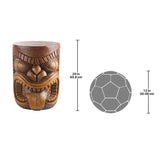 Design Toscano Grand Tiki Face Lono Tongue Indoor/Outdoor Side Table Statue, Patio, Bar, Den, 20 inch tall, Cast Stone Resin, Woodtone Finish Design Toscano