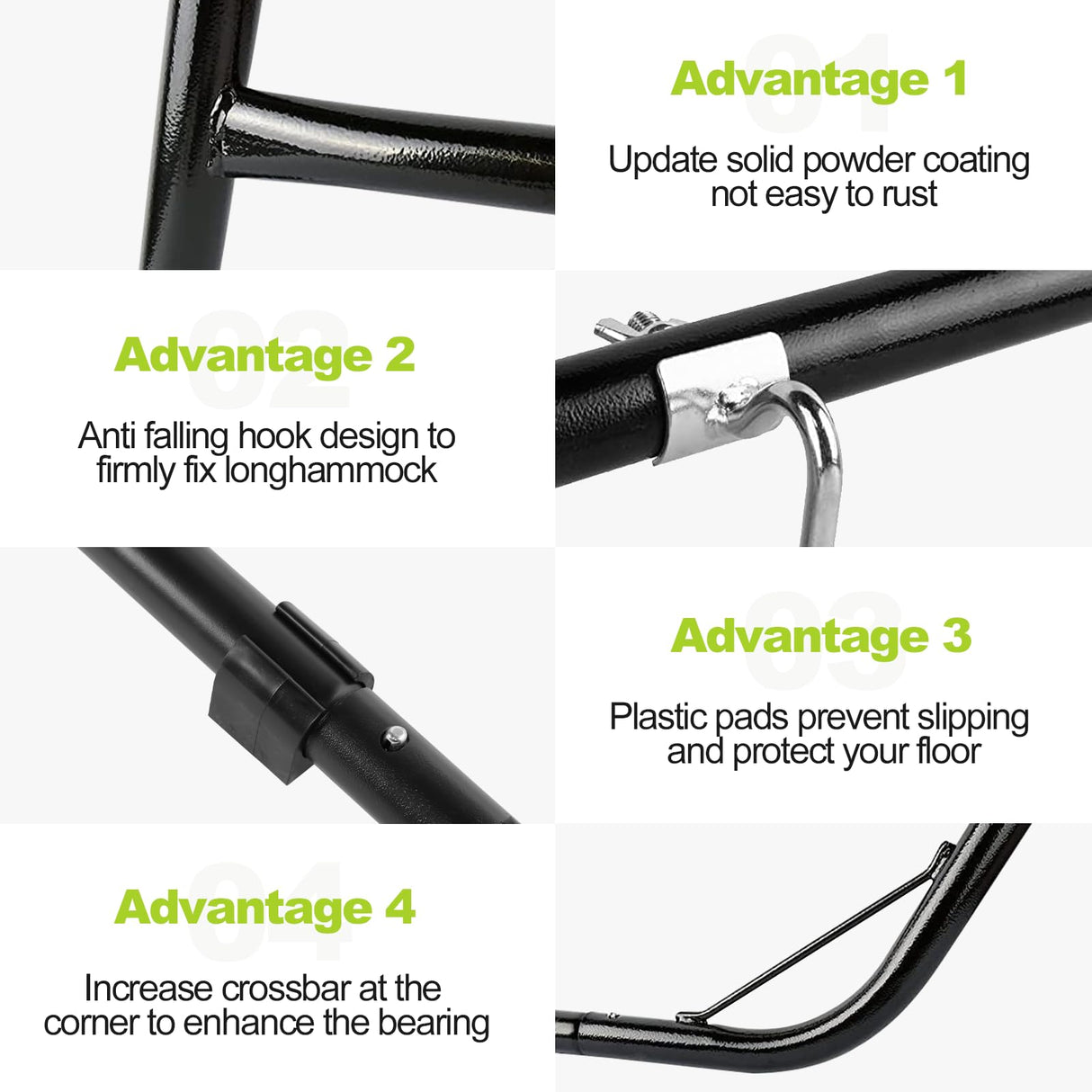 UEAKPIC Duble Heavy Duty Steel Hammock Stand Only, 550 Pound Capacity, Portable, Easy Assembly, Adjustable for Indoor, Yard, Caping, or Outdoor, Patio UEAKPIC