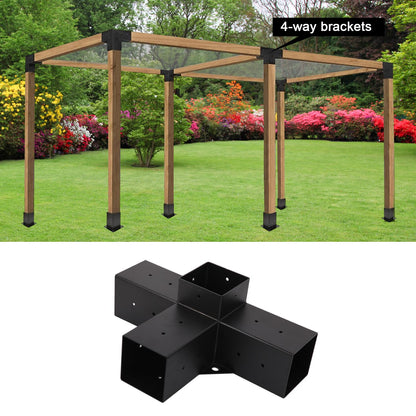 2Pcs Pergola Brackets Kit 4 Way Right Angle Corner Brackets for Gazebos,Garden,Patio,Wood Beams 4''x4'' Lumber (Actual: 3.8x3.8'')