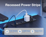 ODK 66 Inch Gaming Desk with USB Charging Ports and LED Lights, Reversible L Shaped Computer Desk with Storage Shelves & Monitor Stand, Corner Gamer Desk Table with Power Outlets, Carbon Fiber Black ODK