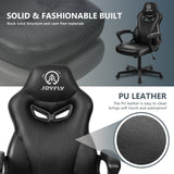 JOYFLY Computer Chair Office Chair, Gaming Chairs for Adults, Ergonomic Gamer Chair PC Chair with Black Leather Lumbar Support, 300Lbs （Black-Leather） JOYFLY