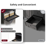 ChooChoo Bathroom Floor Storage Cabinet with Flip Glass Drawer, Bathroom Cabinets Freestanding with 2 Doors Adjustable Shelf and 1 Open Storage for Bathroom, Living Room, Hallway, Black ChooChoo