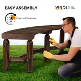 VINGLI Outdoor Bench Wooden Curved Bench, All-Weather Fire Pit Backless Patio Bench, 2-Person Seating Rustic Garden Bench for Backyard Porch Deck Entryway (Carbonized) VINGLI