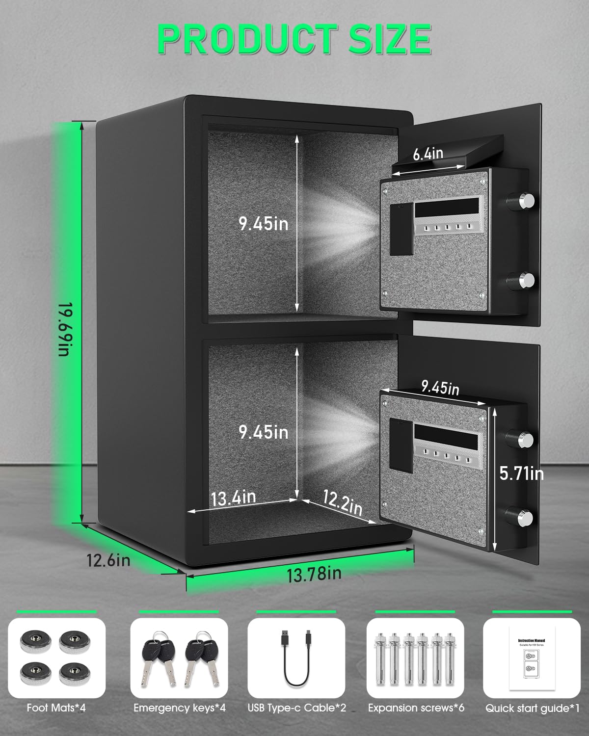 Omethey 5.0 Cu ft Extra Large Safe Fireproof Waterproof, Digital Security Safe Box with Deposit Slot & Metal Storage Box with Backlit Keypad & Dual Alarm for Home Office Omethey