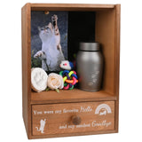 Favonuovy Pet Memorial Shadow Box Keepsake 9.25x13 Cat Memorial Gifts for Loss of Cat Death Sympathy and Remembrance Gift Large Pet Picture Frame Display Case with Deep Rainbow Bridge Drawer Favonuovy