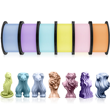 Pangda 3D Printer Filament Bundle 1.75mm Multicolor Matte or Silk PLA Filament 3D Printing Material for Halloween Thanksgiving Day Christmas Easter Holiday Crafting Decorations(1.5 kg,Pastel Color) Pangda