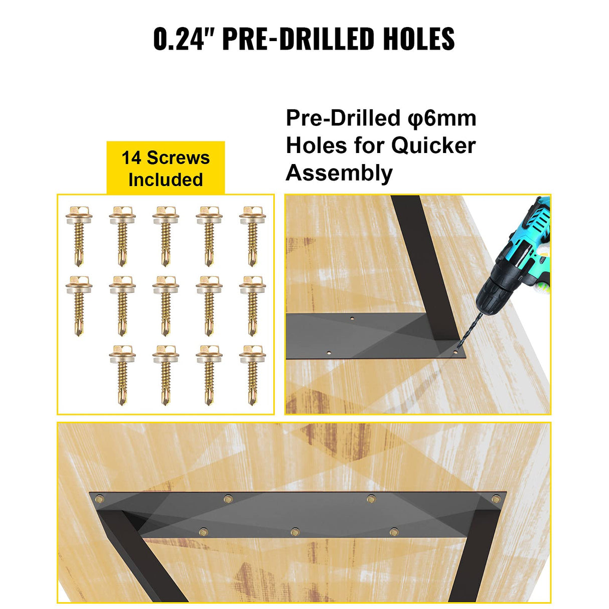 VEVOR Metal Table Legs, 28x18 inch Desk Legs, Set of 2, Heavy Duty Bench Legs, Z Shape Metal Furniture Legs, Wrought Iron Coffee Table Legs, Home DIY for Dining Table w/Rubber Floor Protectors, Matte VEVOR