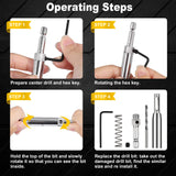 COMOWARE 17pcs VIX Bits Self Centering Drill Bit Set, 1/4" Hex Shank Self Centering Hinge Drill Bit Set for Woodworking Window Door Hinge, Quick Change with 1 Hex Key & 8 Drill Bits 5/64-1/4” COMOWARE