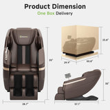 Real Relax 2025 Full Body Massage Chair, Zero Gravity Shiatsu Massage Chair Recliner, Waist and Calf Heating, Foot Massage, Bluetooth, Large Control Screen (Brown and Gold) Real Relax