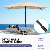 Ayge 6.5x10FT Rectangular Patio Umbrella Outdoor Table Umbrella w/Push Button Tilt & Crank Rectangle Market Umbrella UV Protection for Garden,Deck,Lawn,Yard & Pool,Beige Ayge