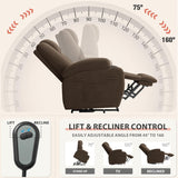 Flamaker Power Lift Chair Massage Recliner Chairs for Elderly - Ergonomic Design with Cup Holders & Side Pockets, Remote Control (Brown) Flamaker