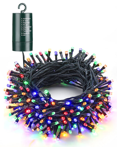 Flacchi Multi-Color Christmas Lights, 66 ft 200 LED Battery Operated String Lights Waterproof 8 Modes & Auto Timer Mini Lights for Xmas Decorations, Home, Party, Holiday Decor Outdoor Indoor