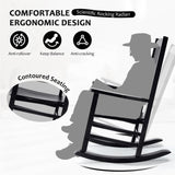 Hupmad Wooden Rocking Chair Rocker Outdoor Oversized Porch Rocker Chair,Patio Wooden Rocker with High Back and Armrest,All Weather Rocker Slatted for Backyard,Garden,400 lbs Support,Black Hupmad