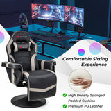 Goplus Gaming Chair, Height Adjustable Massage Video Game Chair with Retractable Footrest, Cup Holder, Headrest, Swivel Office Chair, Racing Style Swivel Gamer Chair Goplus